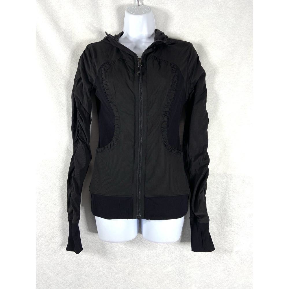 Lululemon Dance Studio Jacket III Women's 4 Black Gray hooded Full Zip
